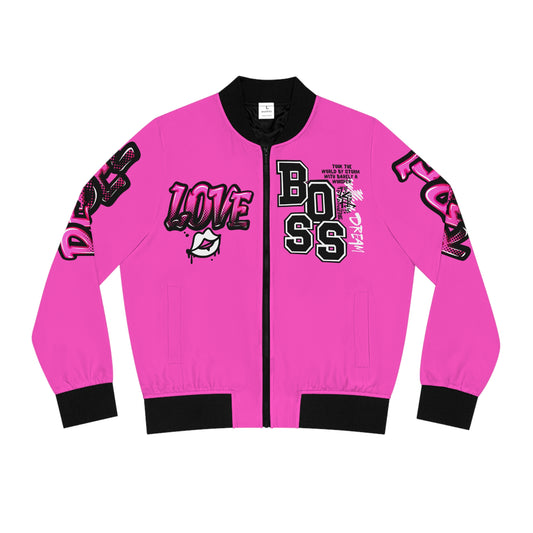 Pink Graffiti-Style Bomber Jacket | Free Your Mind Design