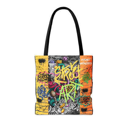 Stand Out in Style: Vibrant Artsy Tote Featuring Captivating Street Art & Music Theme