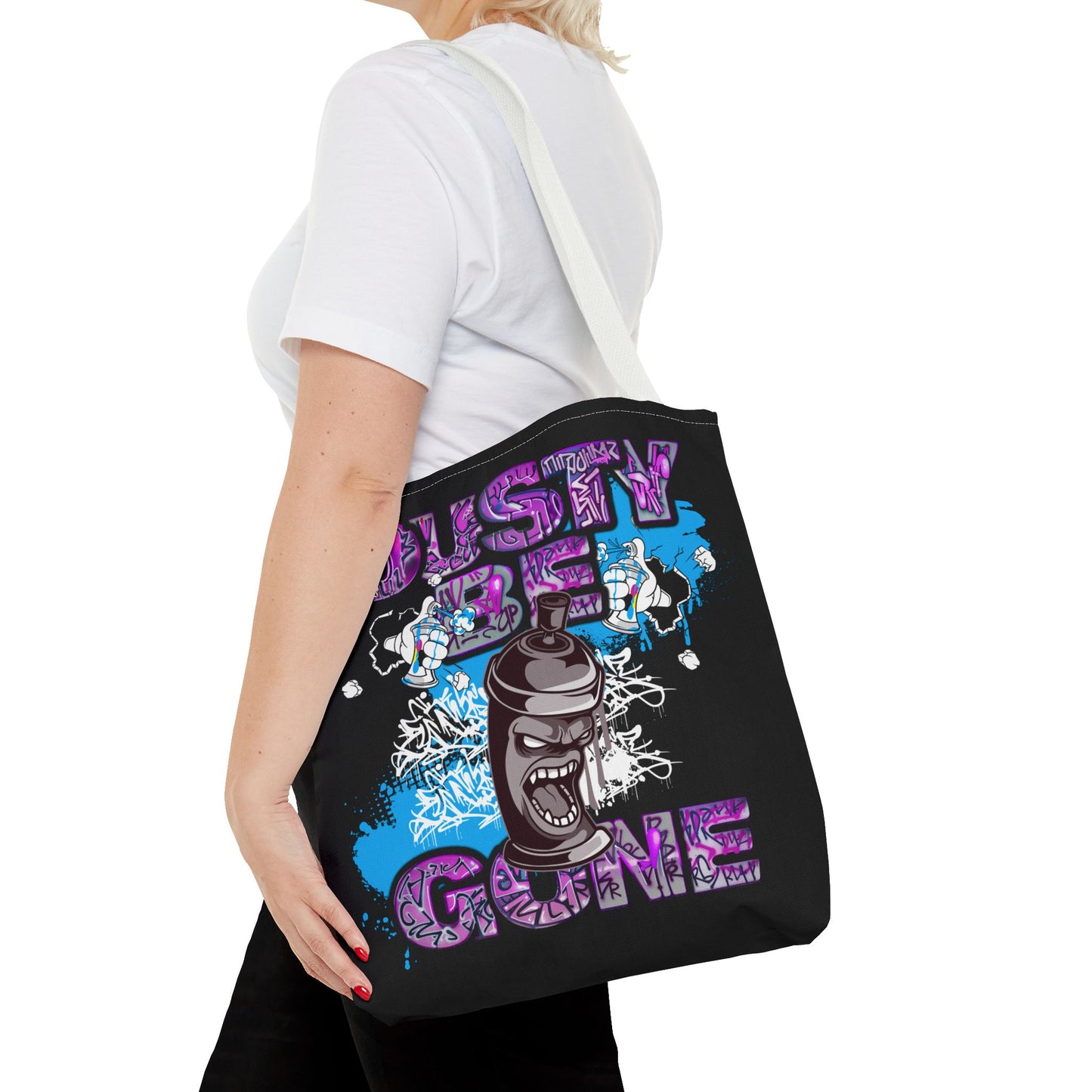 Eclectic Graffiti Style Tote - Fun Dusty Be Gone Message