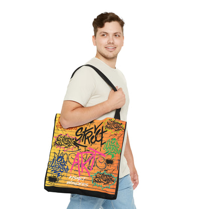 Stand Out in Style: Vibrant Artsy Tote Featuring Captivating Street Art & Music Theme