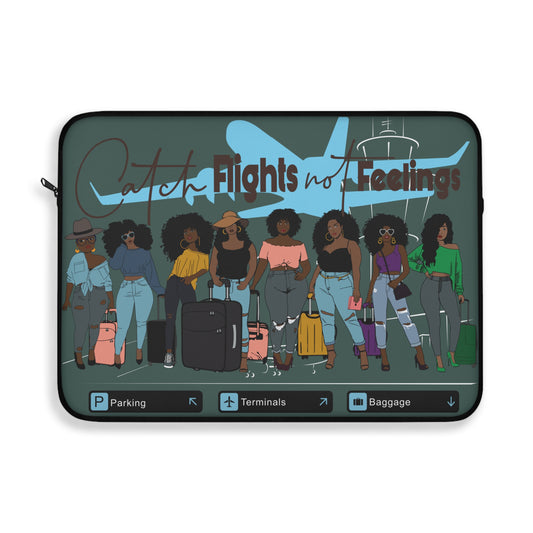 Trendy 'Catch Flight Not Feelings' Laptop Sleeve for Globetrotters