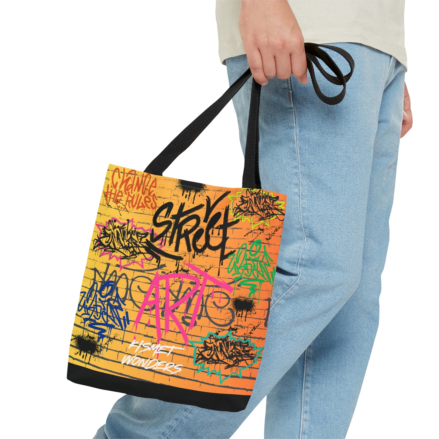 Stand Out in Style: Vibrant Artsy Tote Featuring Captivating Street Art & Music Theme