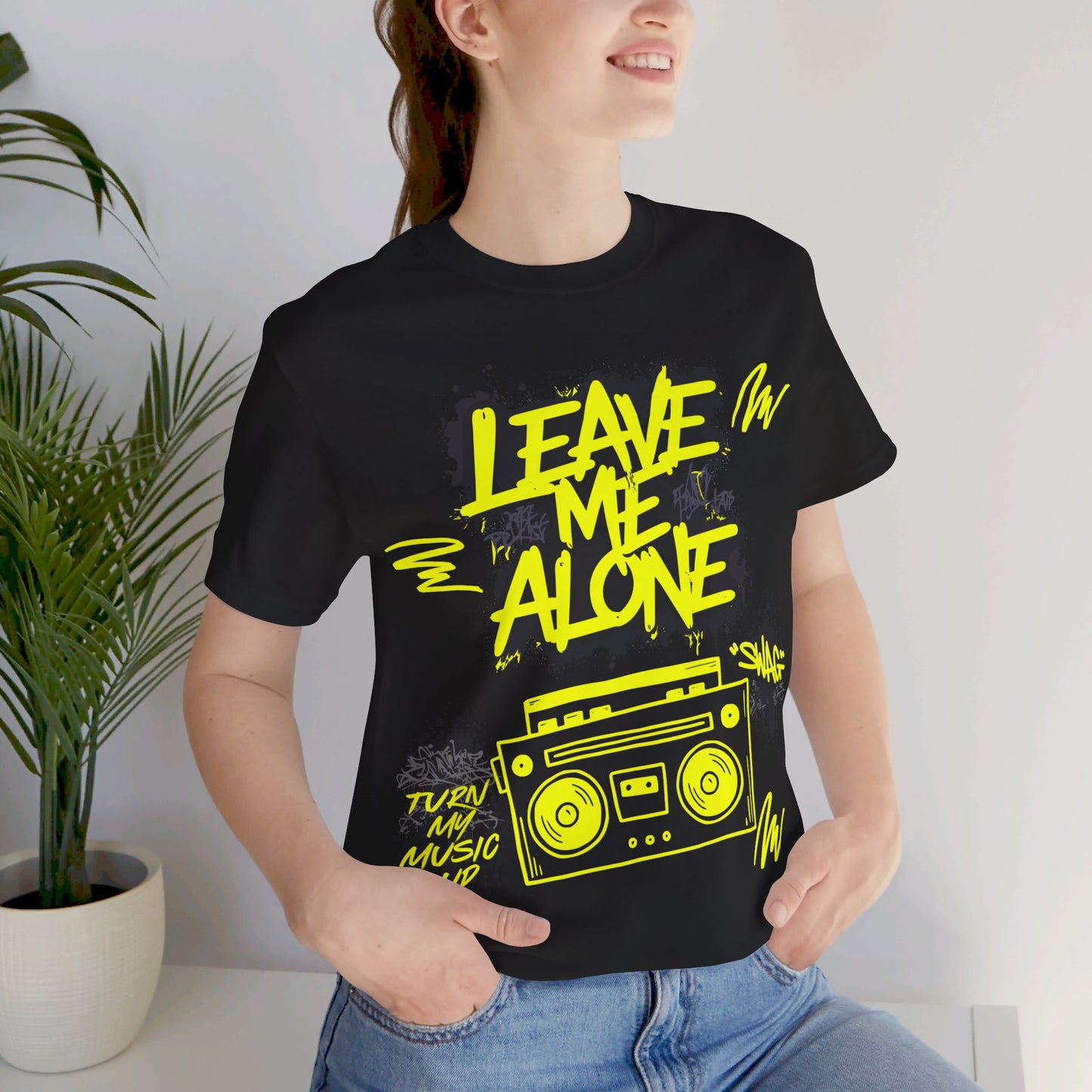 Vibrant Music Statement Tee - 'Leave Me Alone' & 'Turn Up My Music' - Unisex