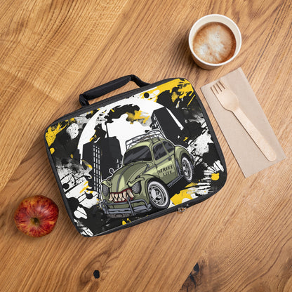 Graffiti Style Lunch Bag with Ferocious Car and Street Life Design