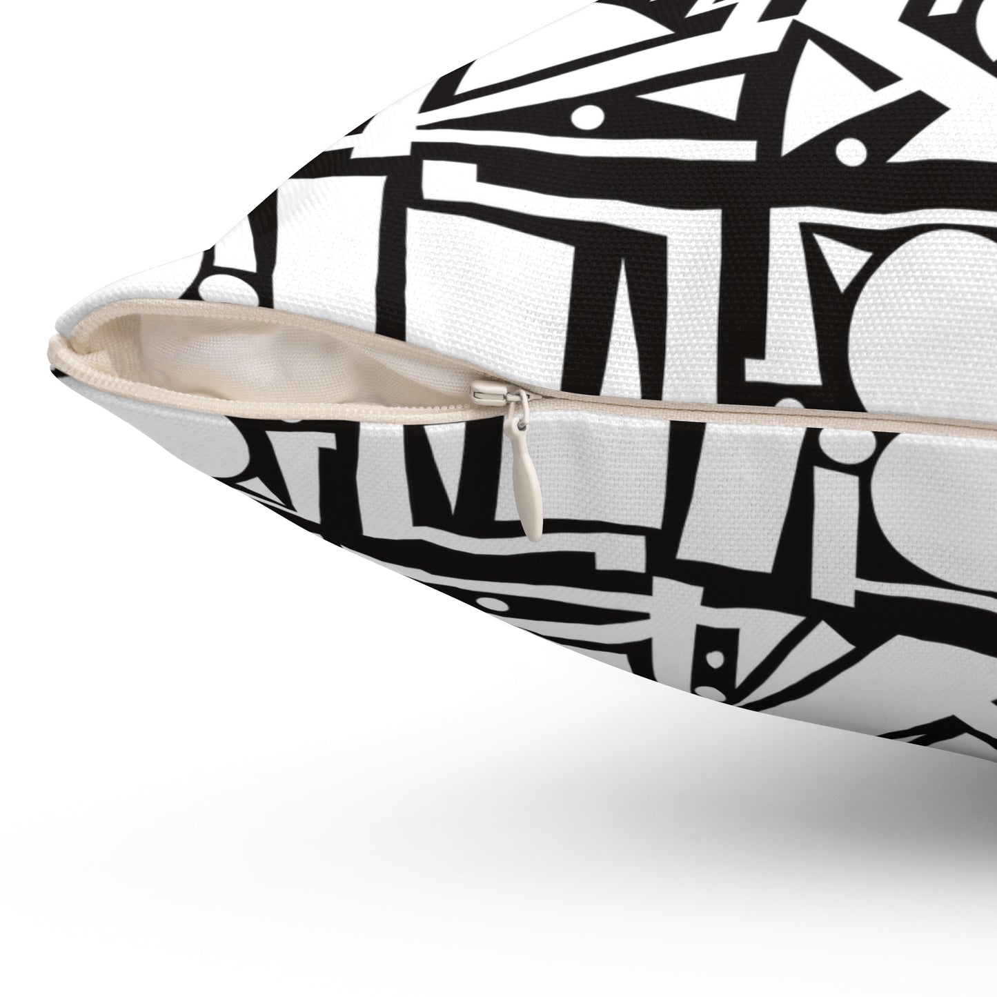 Modern Geometric Shapes Pillow White and Black Square Pattern, Home Decor Accent