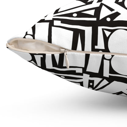Modern Geometric Shapes Pillow White and Black Square Pattern, Home Decor Accent
