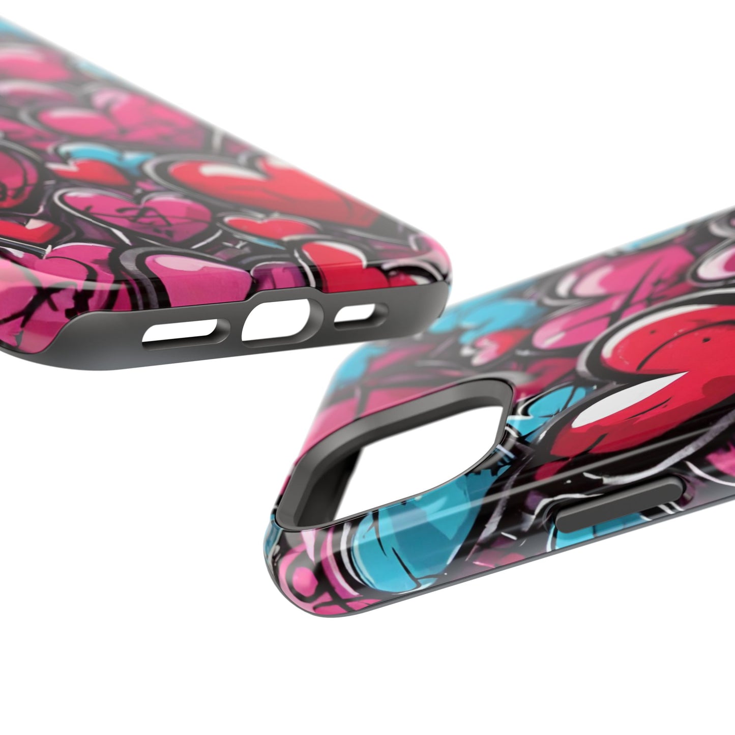 Express your Unique Style with our Graffiti Hearts Valentine's Day Phone Case - Compatible with iPhone 15, 14, and 13 | Magsafe Phone Case