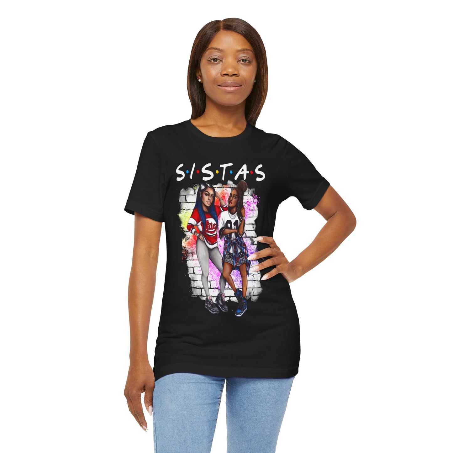 Sistas Black Tee: Chic Urban Style for Besties | Empowerment in Street Fashion