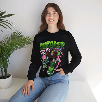 Sneaker Head Graffiti Style Sweatshirt - Bold Pink and Green Font - Street Style Fashion