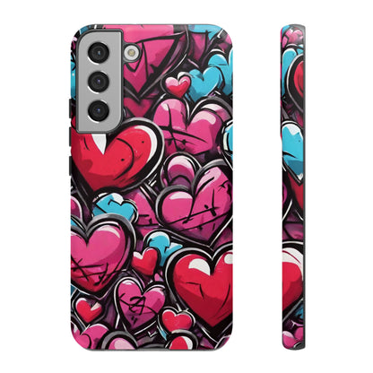 Express your Unique Style with our Graffiti Hearts Valentine's Day Phone Case - Compatible with Samsung Galaxy 23, 22, 20, and 10