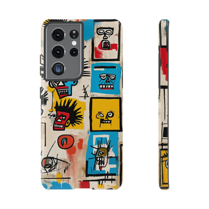 Unique Basquiat-Inspired Phone Case - Colorful Art Graffiti Cover for iPhone 15-11 & Samsung 24-10