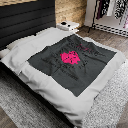 Fashionable XOXO Graphic Creative Expression Blanket - Dark Grey Couture De Rue Pink Splattered Plush Velveteen Blanket