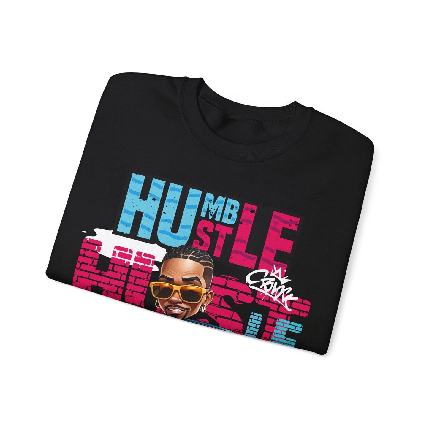 Black 'Humble Hustle' Sweatshirt - Street Art Royalty Vibes