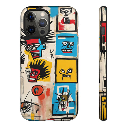Unique Basquiat-Inspired Phone Case - Colorful Art Graffiti Cover for iPhone 15-11 & Samsung 24-10