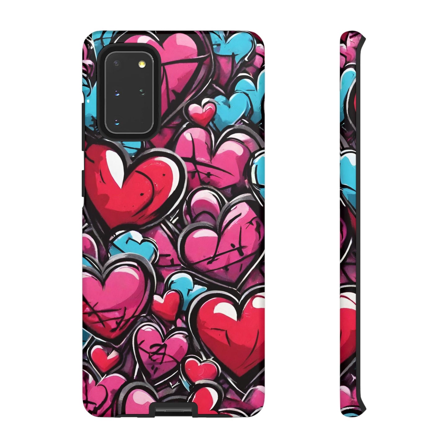 Express your Unique Style with our Graffiti Hearts Valentine's Day Phone Case - Compatible with Samsung Galaxy 23, 22, 20, and 10