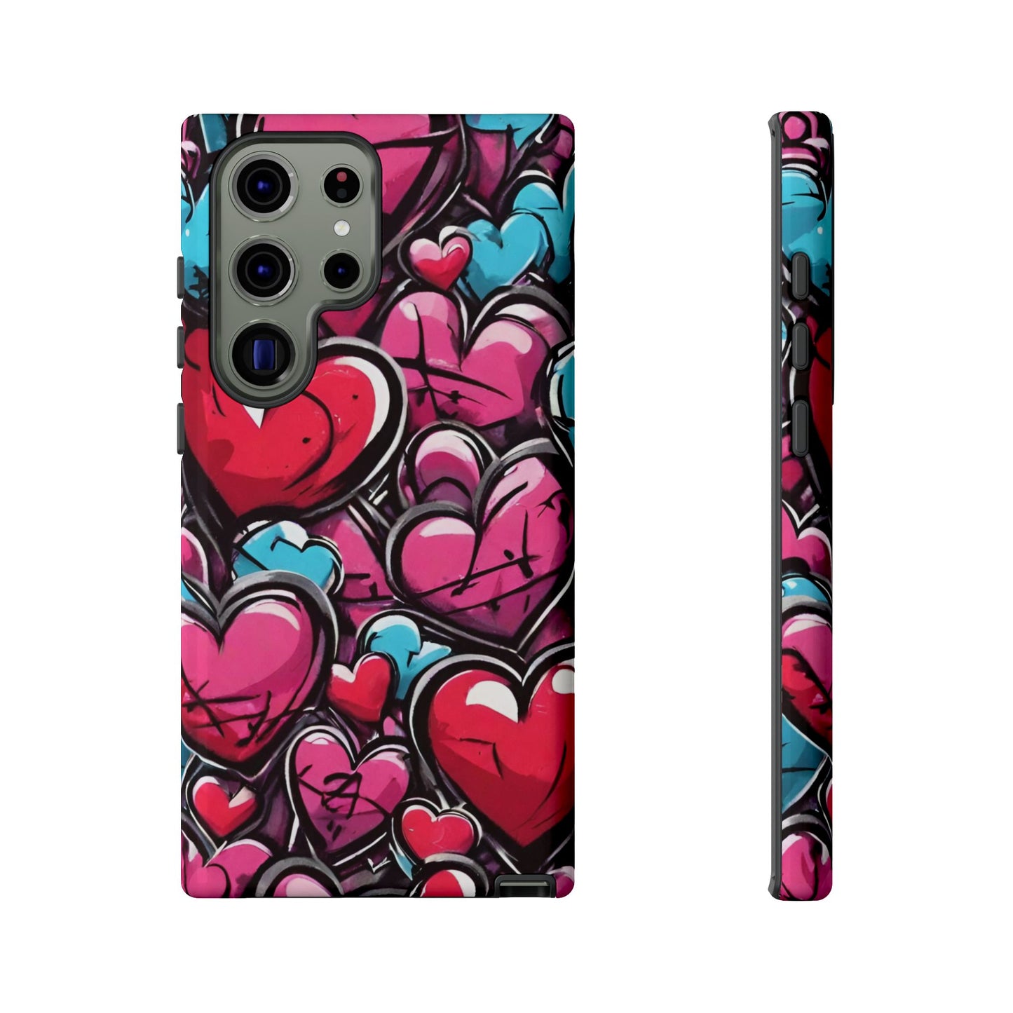 Express your Unique Style with our Graffiti Hearts Valentine's Day Phone Case - Compatible with Samsung Galaxy 23, 22, 20, and 10