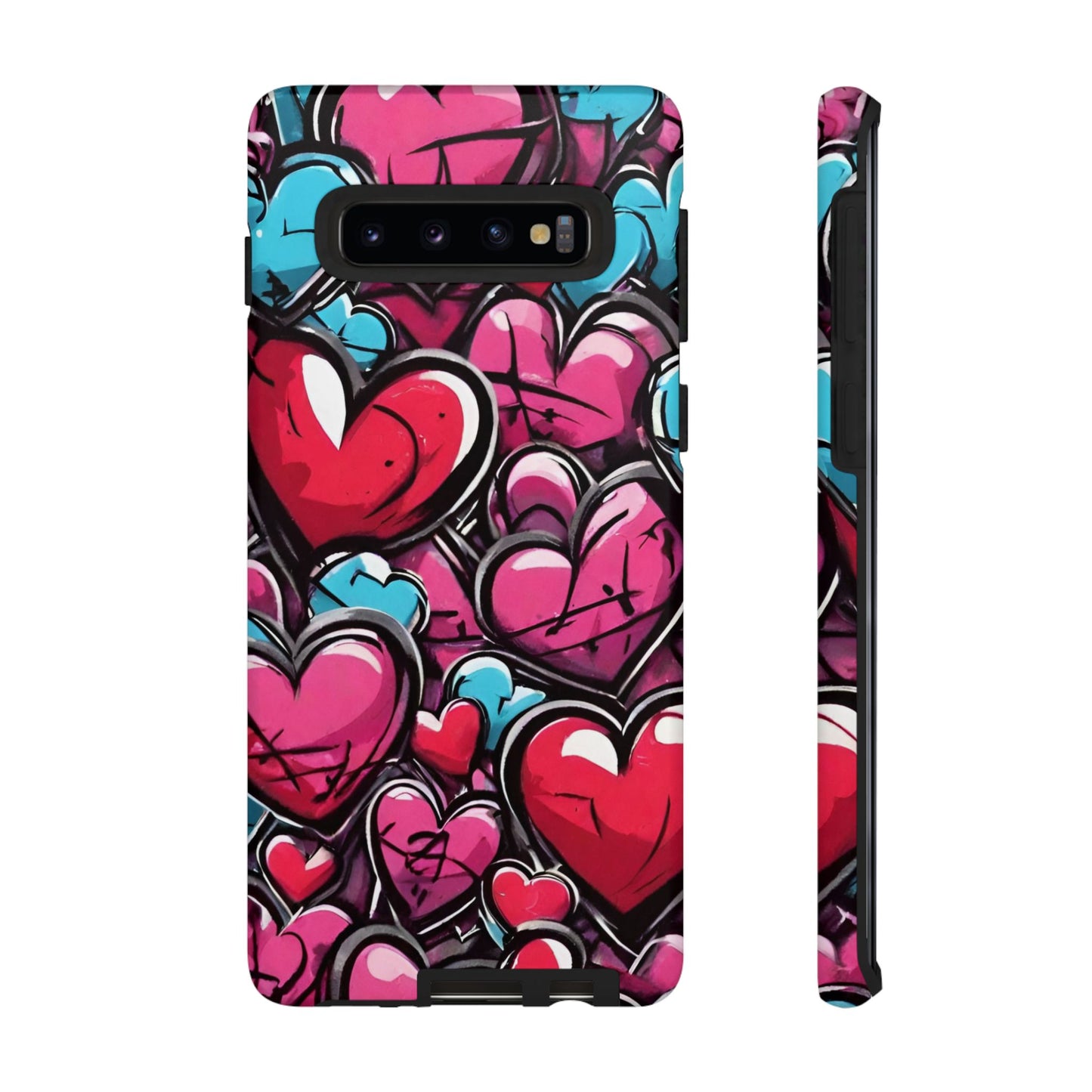 Express your Unique Style with our Graffiti Hearts Valentine's Day Phone Case - Compatible with Samsung Galaxy 23, 22, 20, and 10