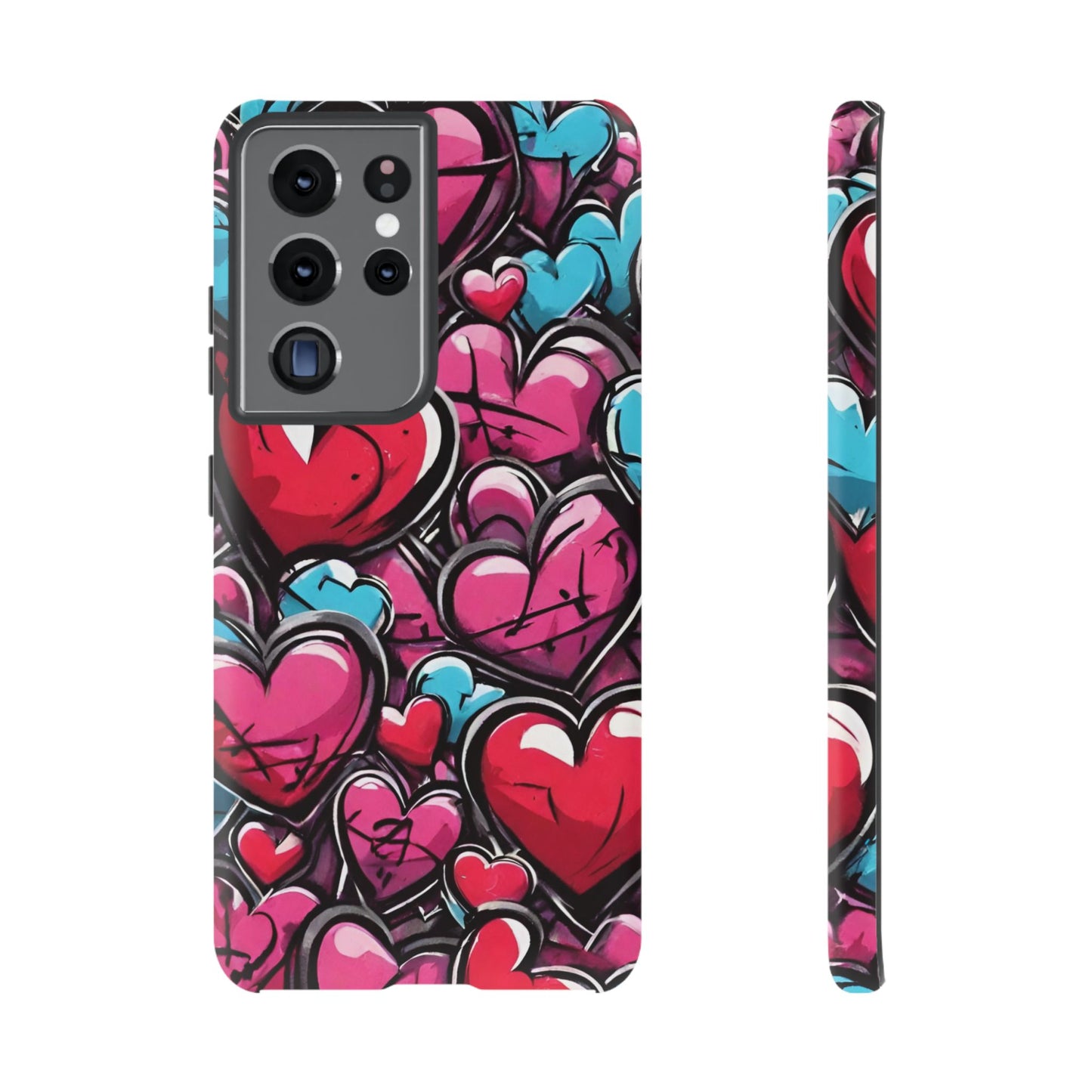 Express your Unique Style with our Graffiti Hearts Valentine's Day Phone Case - Compatible with Samsung Galaxy 23, 22, 20, and 10