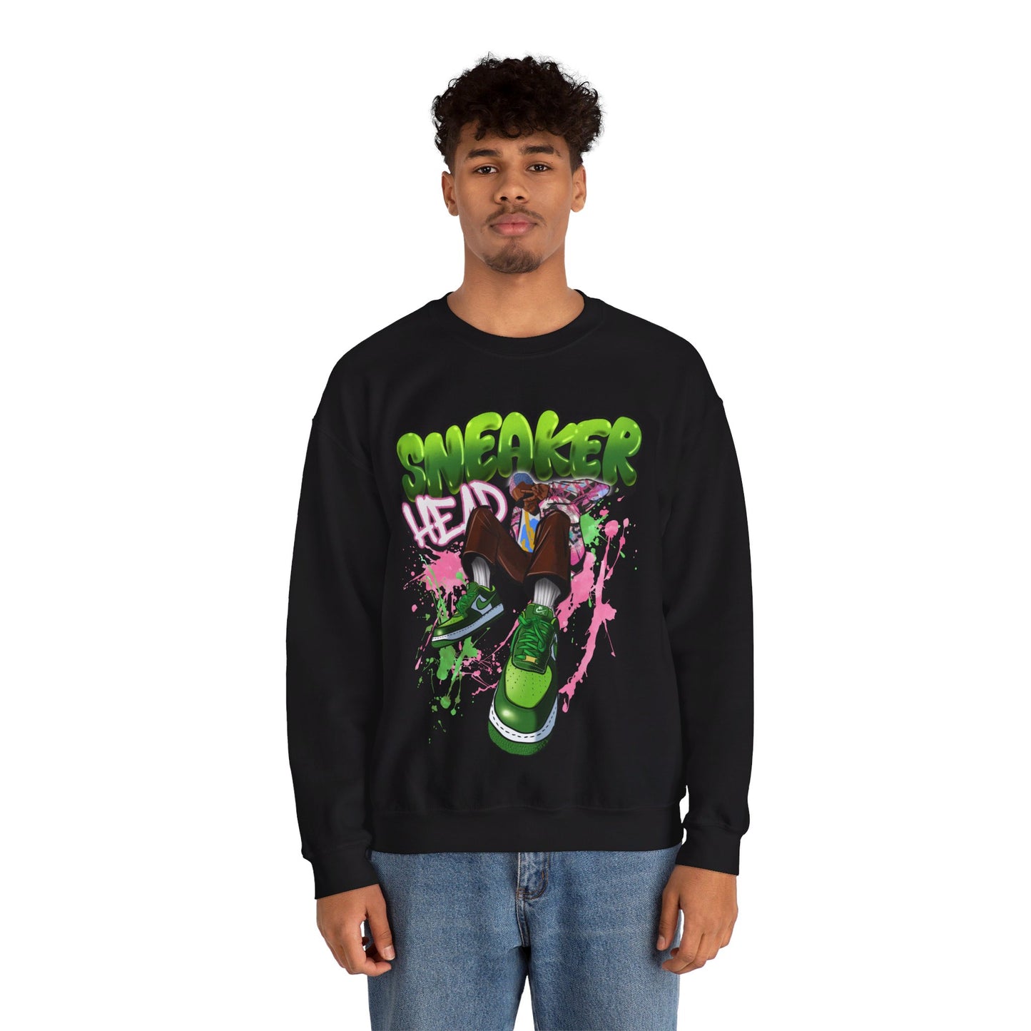 Sneaker Head Graffiti Style Sweatshirt - Bold Pink and Green Font - Street Style Fashion