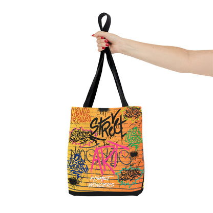 Stand Out in Style: Vibrant Artsy Tote Featuring Captivating Street Art & Music Theme