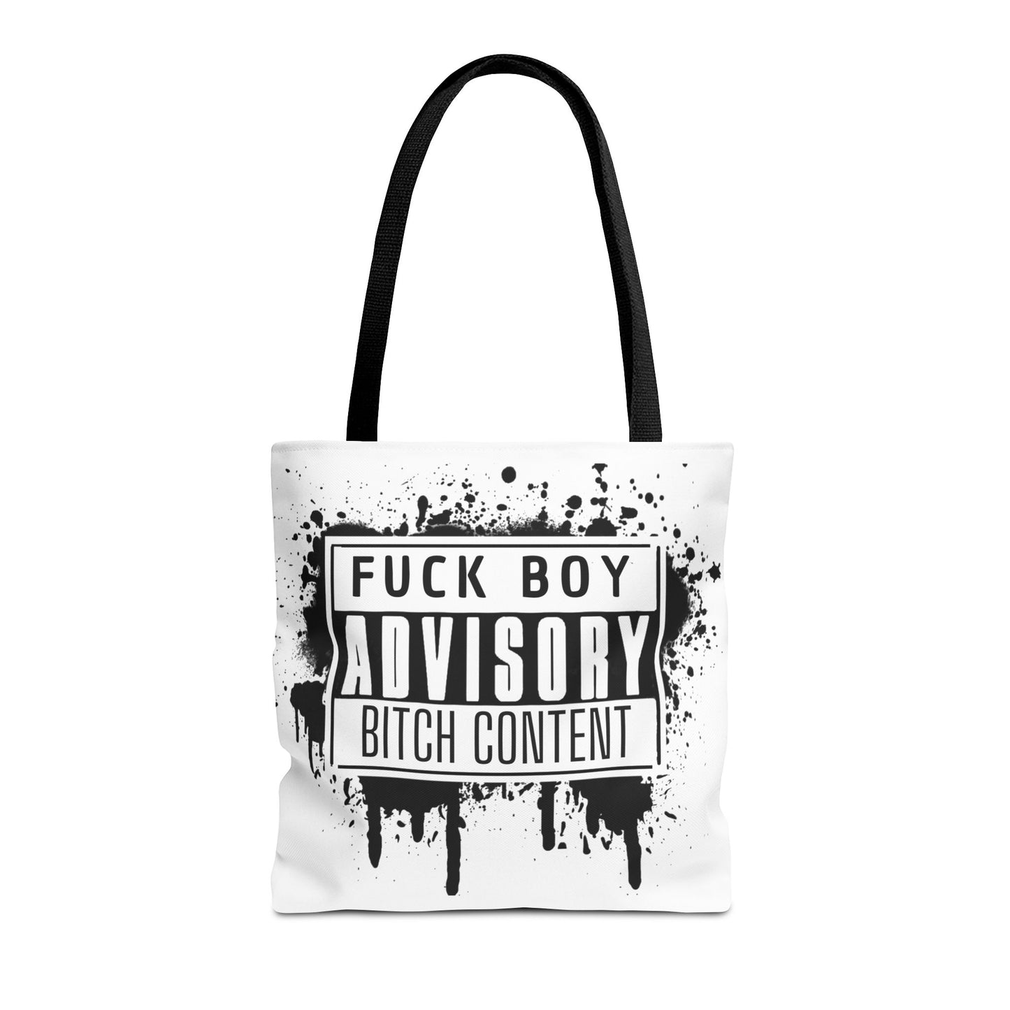 Graffiti Style Fuck Boy Advisory Tote Bag with Bold Wording - Bitch Content | Edgy Graffiti Tote Bag for Statement Lovers