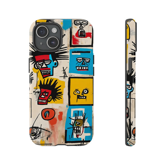 Unique Basquiat-Inspired Phone Case - Colorful Art Graffiti Cover for iPhone 15-11 & Samsung 24-10