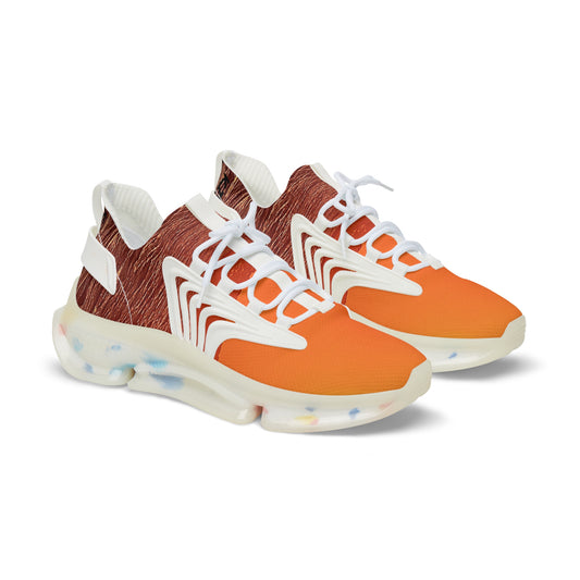 Men's Fashion Sneaker in Orange and Black Mesh - White Sole for Ultimate Style