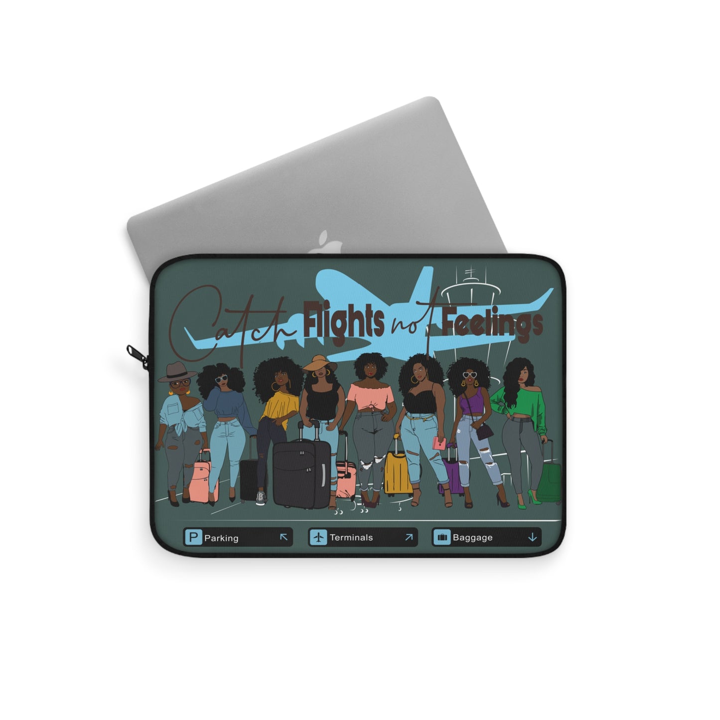 Trendy 'Catch Flight Not Feelings' Laptop Sleeve for Globetrotters