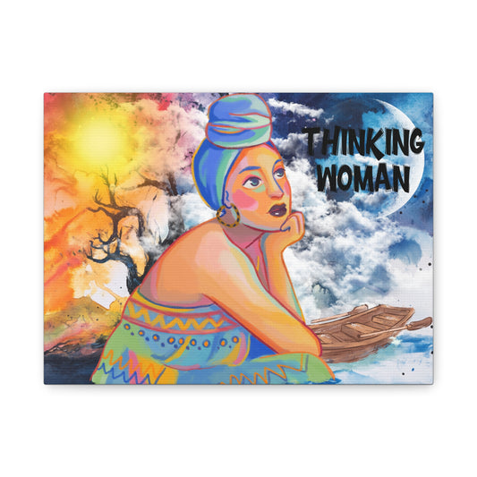 Stretched Canvas Art - Thinking Woman