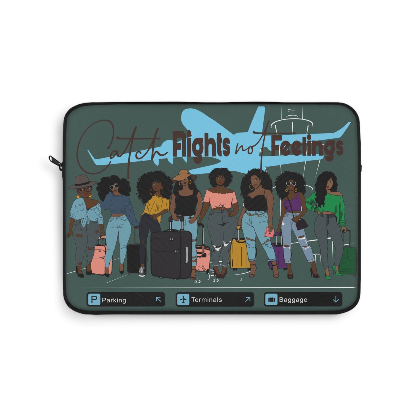 Trendy 'Catch Flight Not Feelings' Laptop Sleeve for Globetrotters