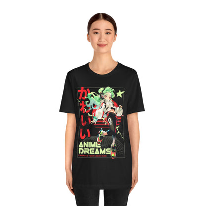 Embrace Your Kawaii Side Black Unisex T-Shirt | Anime Dreams Tee with Abstract Shapes