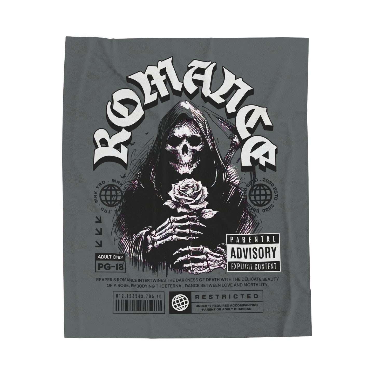 Romantic Dance of Death Blanket with Grey 'Romance' Design - Halloween Home Decor