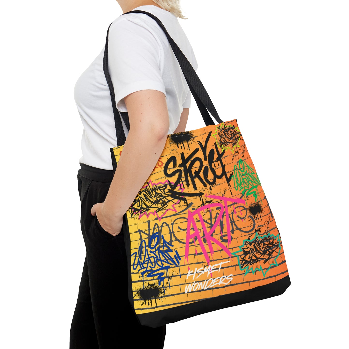 Stand Out in Style: Vibrant Artsy Tote Featuring Captivating Street Art & Music Theme