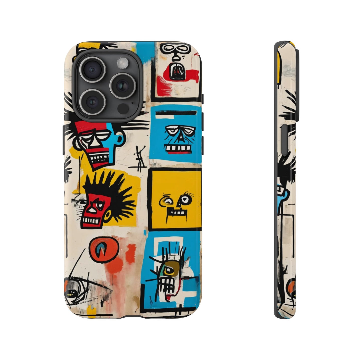 Unique Basquiat-Inspired Phone Case - Colorful Art Graffiti Cover for iPhone 15-11 & Samsung 24-10