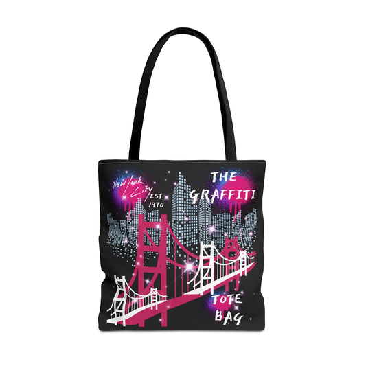 Fashionable Graffiti Tote Bag - Showstopping Black Design with Paint Splatter