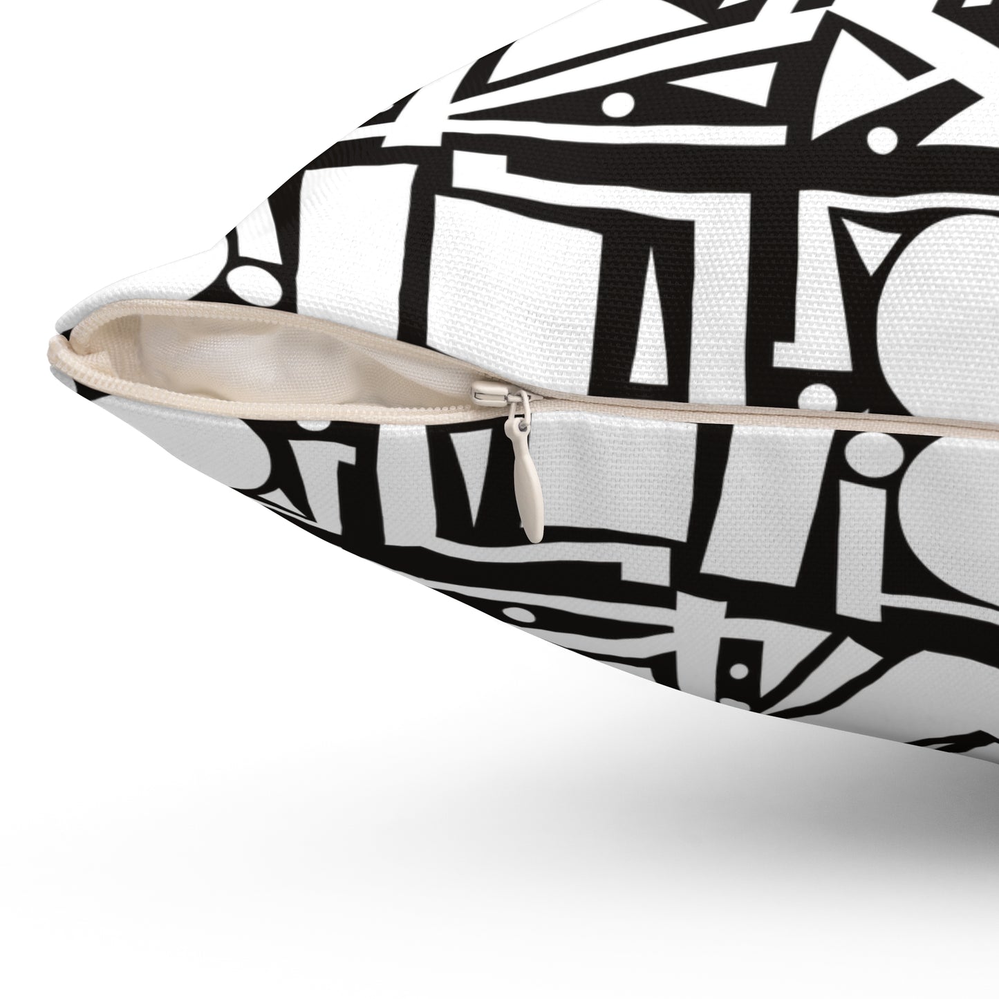 Modern Geometric Shapes Pillow White and Black Square Pattern, Home Decor Accent