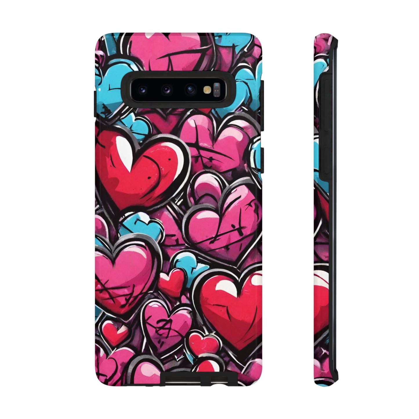 Express your Unique Style with our Graffiti Hearts Valentine's Day Phone Case - Compatible with Samsung Galaxy 23, 22, 20, and 10