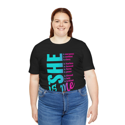 Empowering 'She Is Me' Tee | Black Ombre Blue Purple | Positive Affirmations