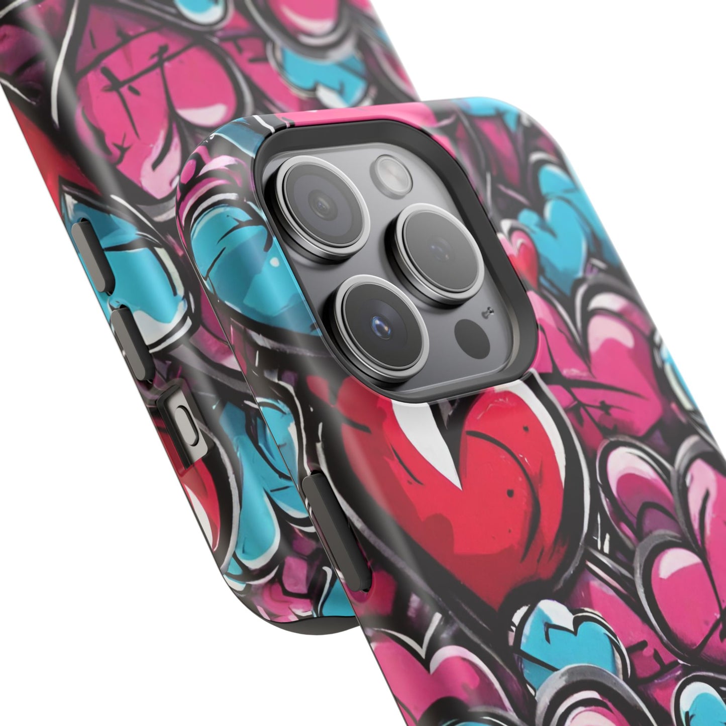 Express your Unique Style with our Graffiti Hearts Valentine's Day Phone Case - Compatible with iPhone 15, 14, and 13 | Magsafe Phone Case