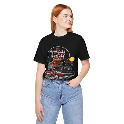 Vintage Car Lovers T-Shirt - Black with Red and White Accents Tee featuring Hot Rod & Fire Design! Perfect Vintage Car Enthusiasts T-Shirt