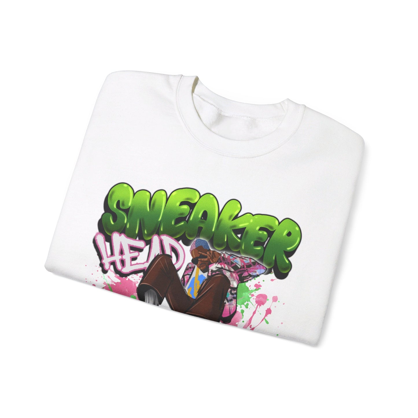 Sneaker Head Graffiti Style Sweatshirt - Bold Pink and Green Font - Street Style Fashion