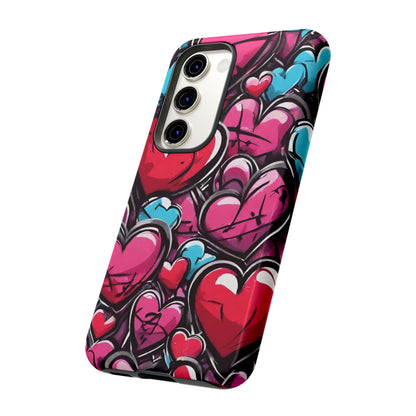 Express your Unique Style with our Graffiti Hearts Valentine's Day Phone Case - Compatible with Samsung Galaxy 23, 22, 20, and 10