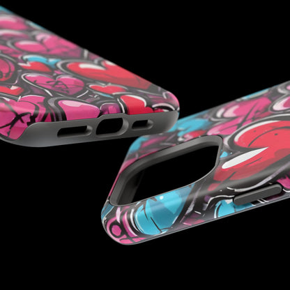 Express your Unique Style with our Graffiti Hearts Valentine's Day Phone Case - Compatible with iPhone 15, 14, and 13 | Magsafe Phone Case