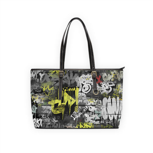 Statement Leather Bag with Vibrant Graffiti Art - Street Style Infusion of Fashionable and Practical