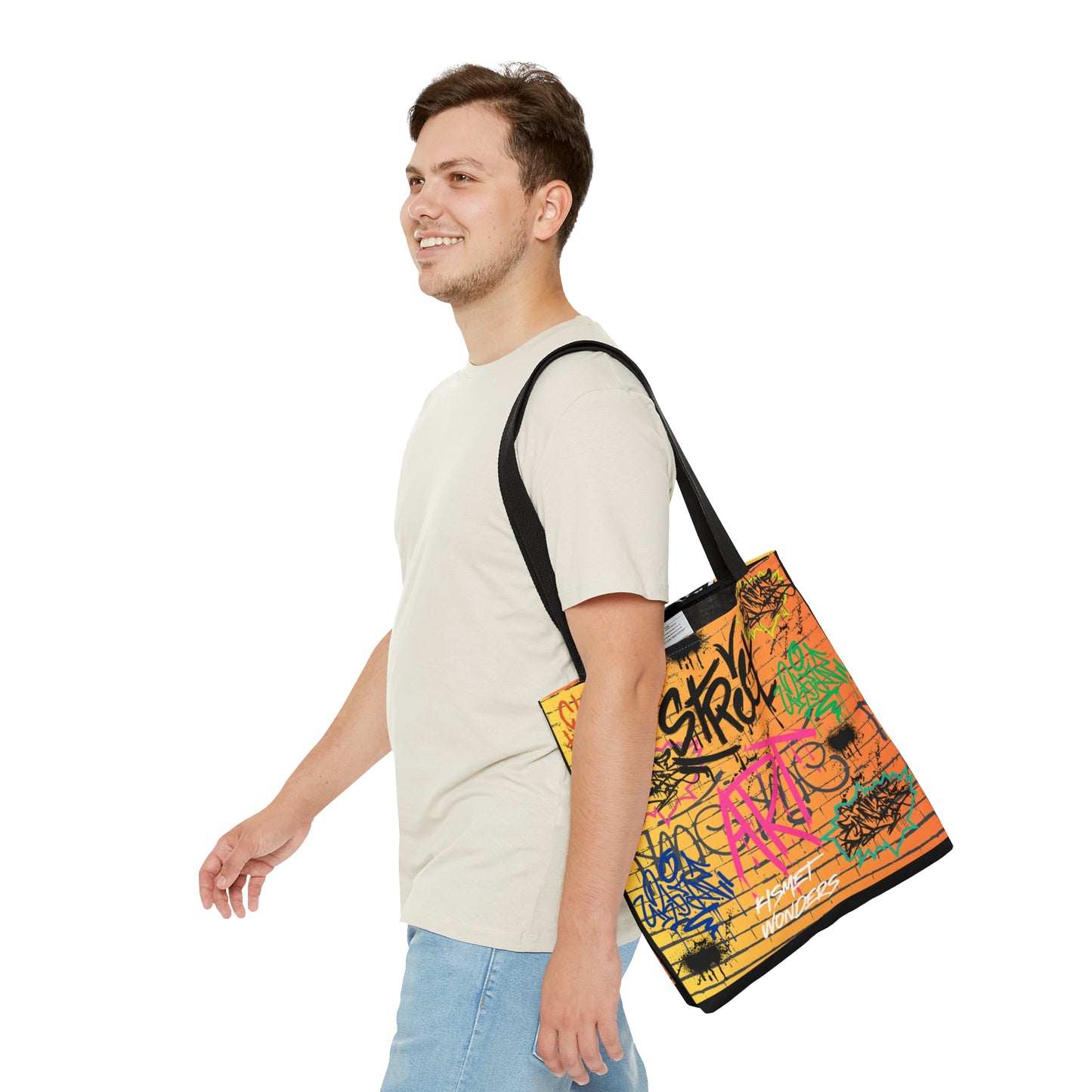 Stand Out in Style: Vibrant Artsy Tote Featuring Captivating Street Art & Music Theme