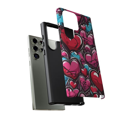 Express your Unique Style with our Graffiti Hearts Valentine's Day Phone Case - Compatible with Samsung Galaxy 23, 22, 20, and 10