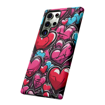 Express your Unique Style with our Graffiti Hearts Valentine's Day Phone Case - Compatible with Samsung Galaxy 23, 22, 20, and 10