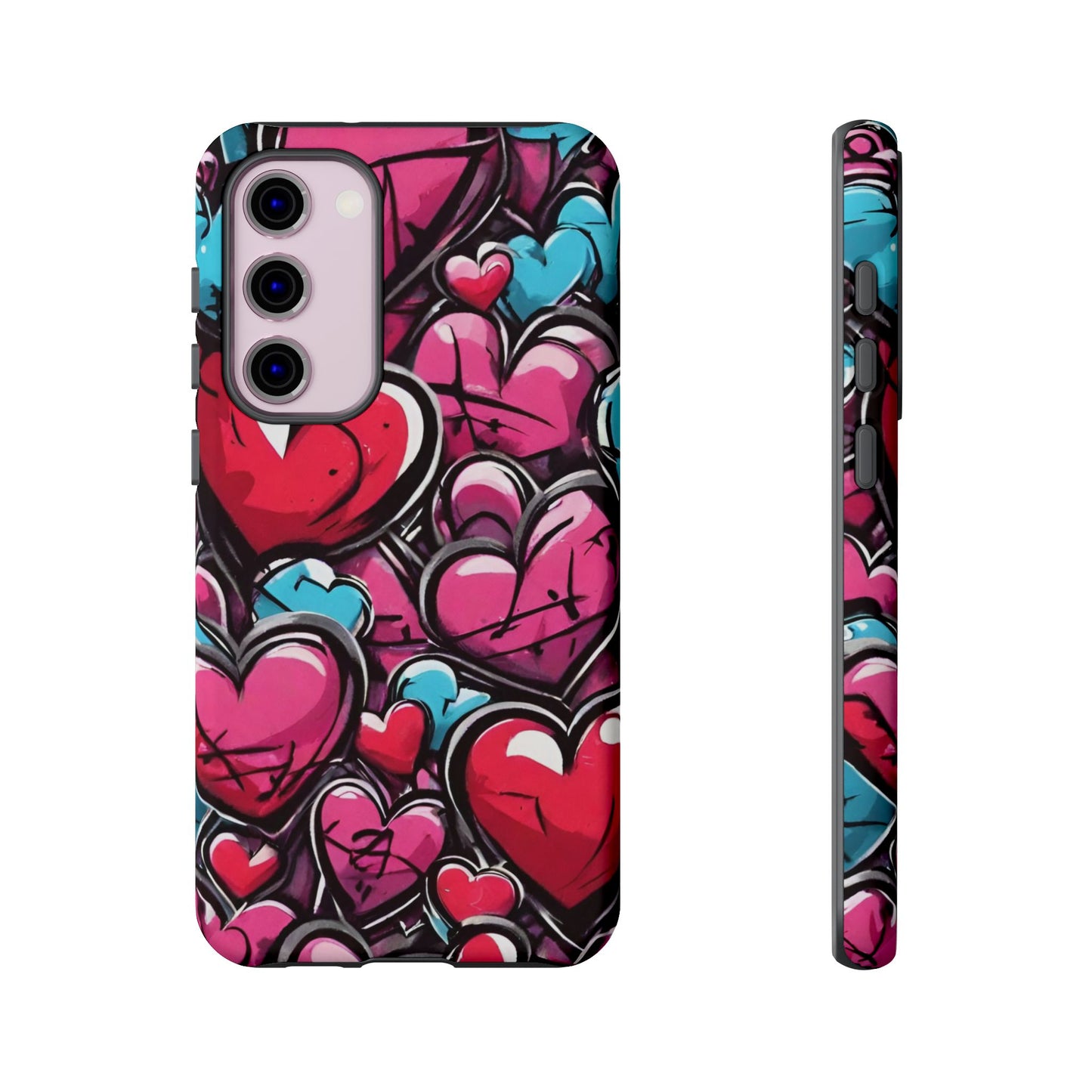 Express your Unique Style with our Graffiti Hearts Valentine's Day Phone Case - Compatible with Samsung Galaxy 23, 22, 20, and 10