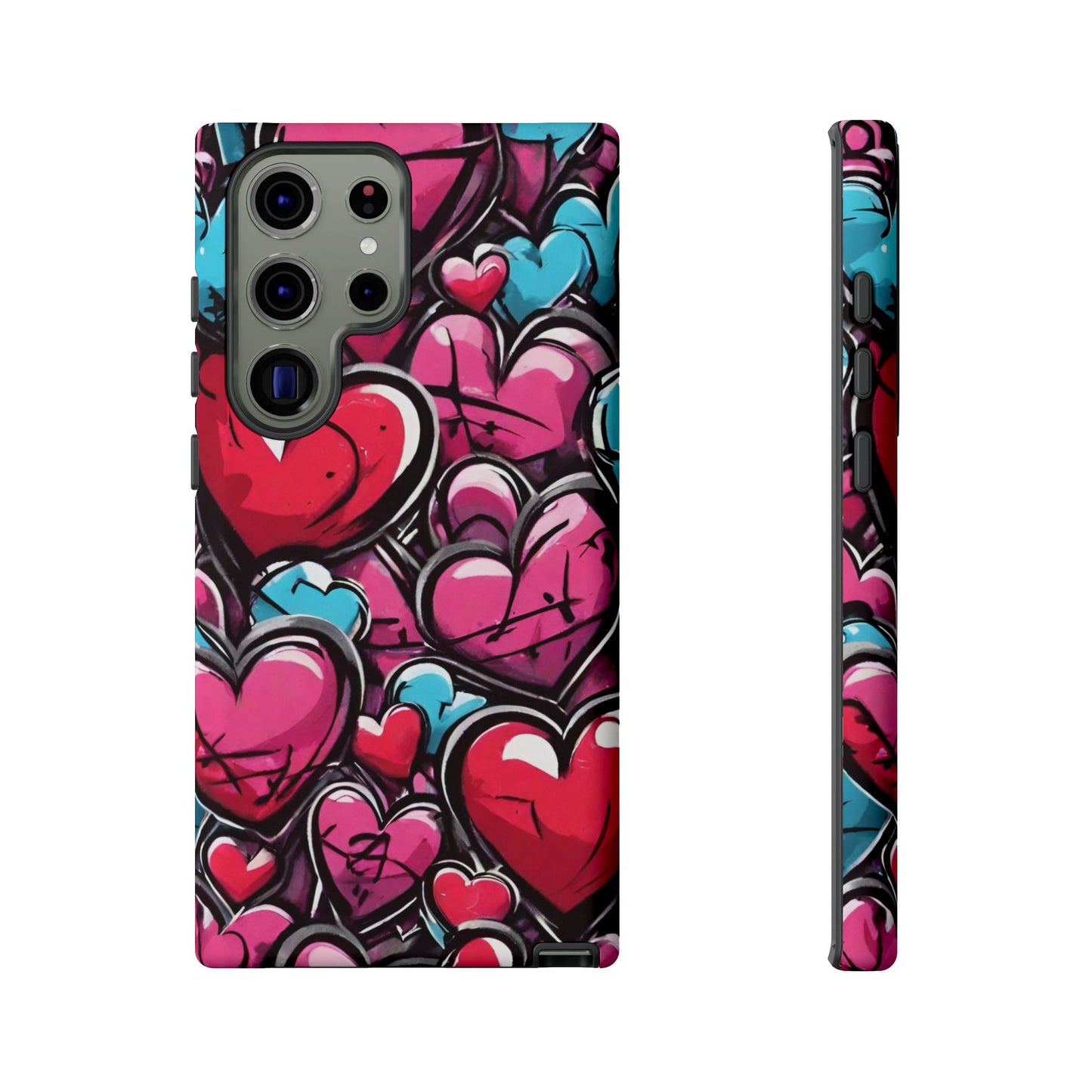 Express your Unique Style with our Graffiti Hearts Valentine's Day Phone Case - Compatible with Samsung Galaxy 23, 22, 20, and 10