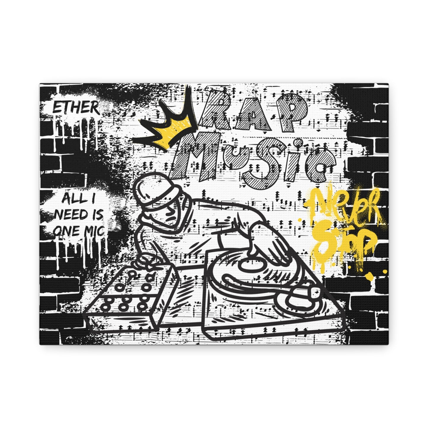 Hip Hop Canvas Art – "All I Need is One Mic" – Stylish Wall Decor for Music Lovers